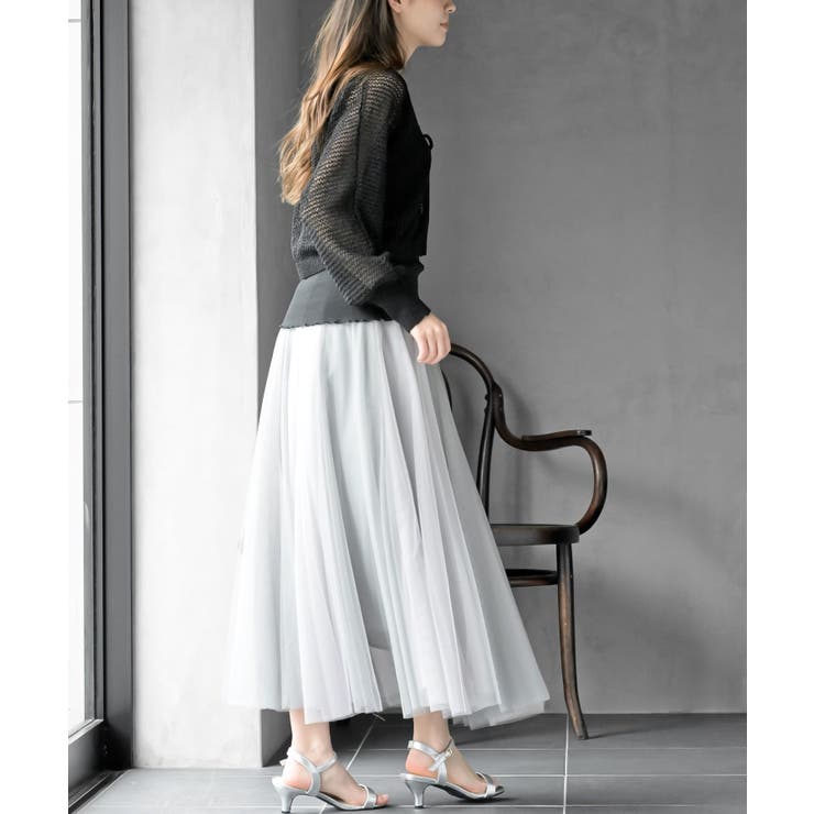 透かし編みフロントリボンラメニットカーディガン | rps | 詳細画像21 