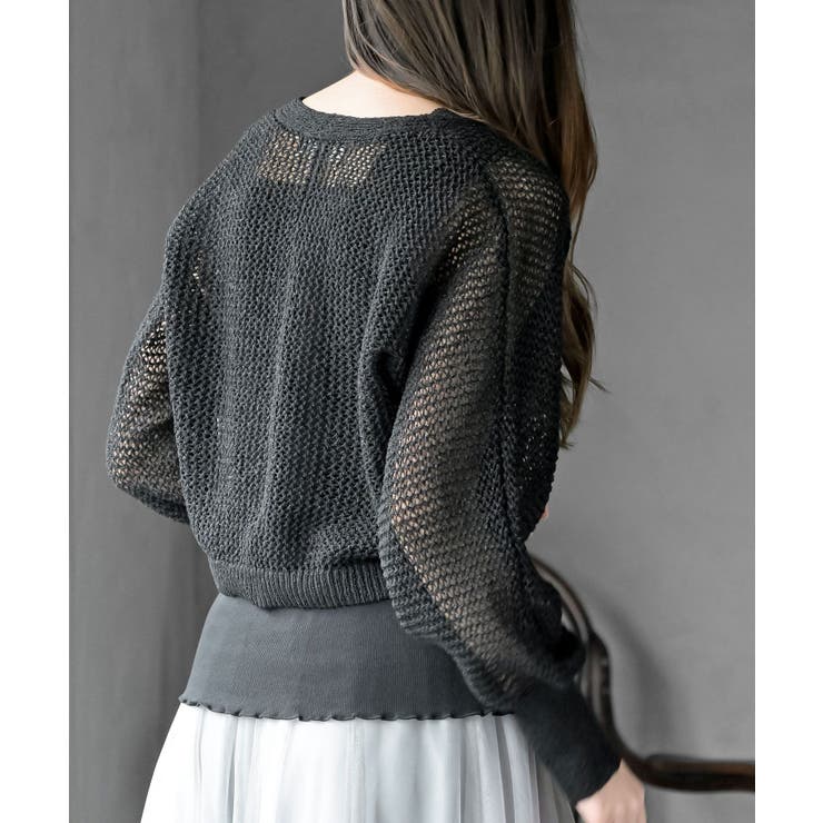 透かし編みフロントリボンラメニットカーディガン | rps | 詳細画像24 