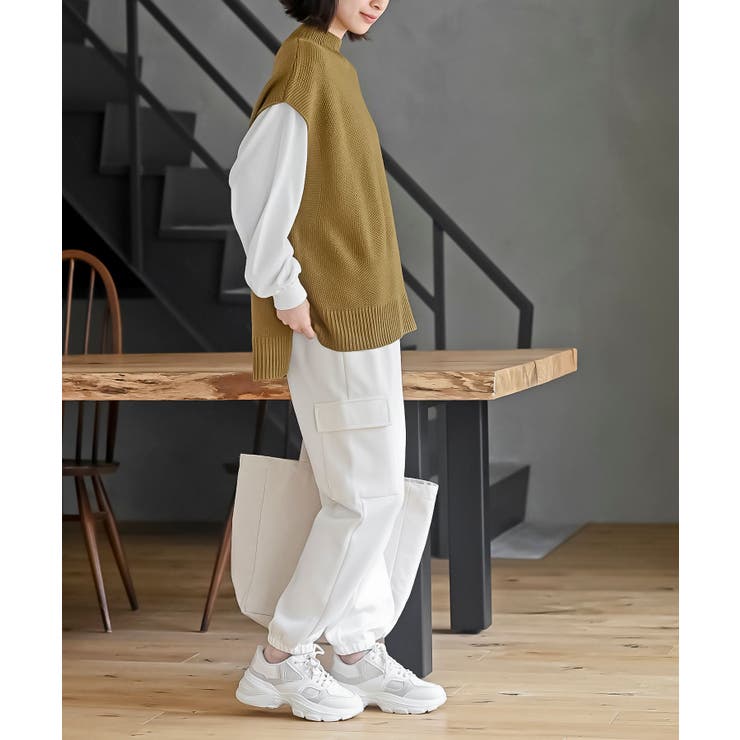 アンサンブル シアーニット ベスト × インナー セット NAVY 透かしシアーVネックベスト＋インナーTシャツセット