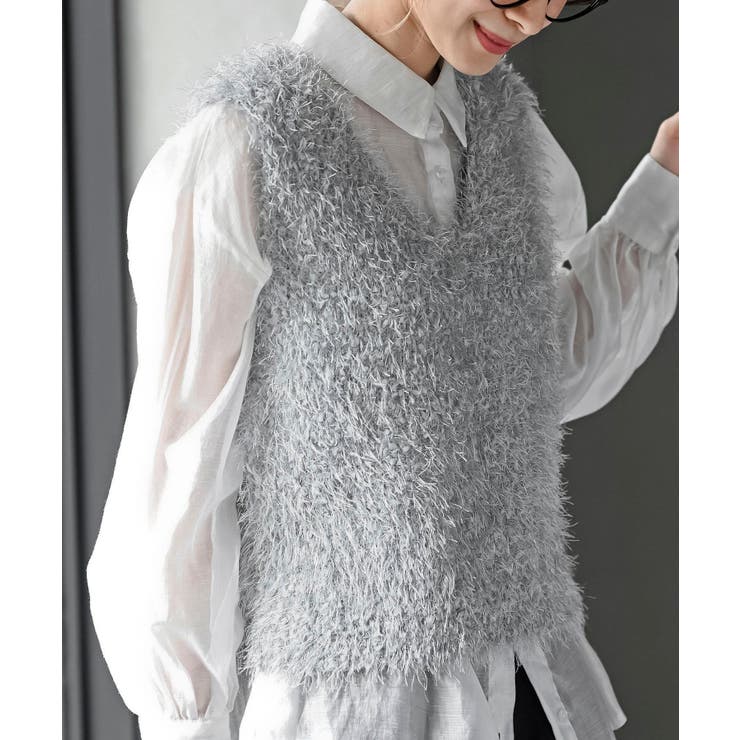 ライトグレー | ポップコーンシャギーニットベスト | rps