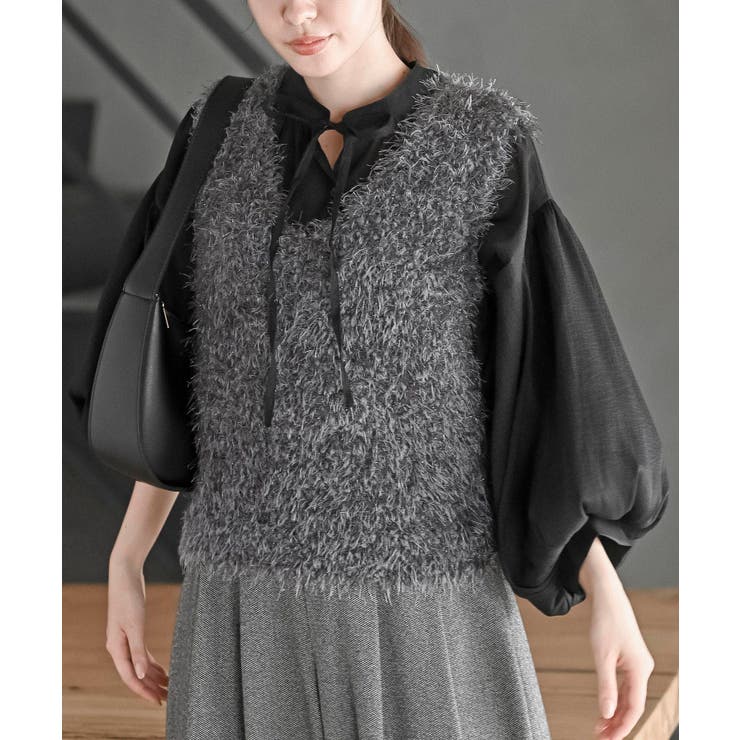 CHACグレー | ポップコーンシャギーニットベスト | rps