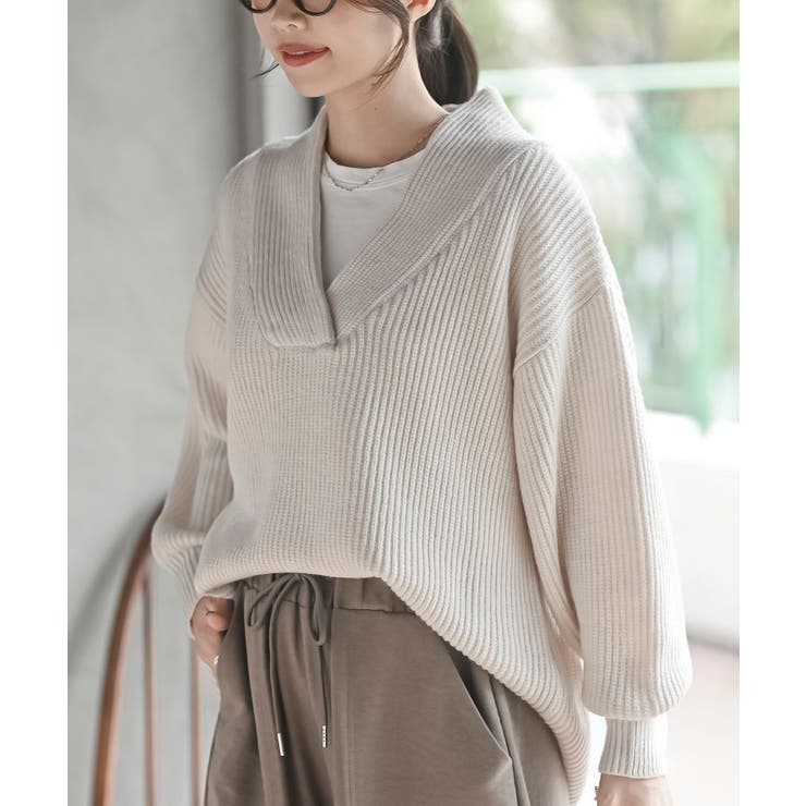 アイボリー | ショールカラーニットプルオーバー | rps