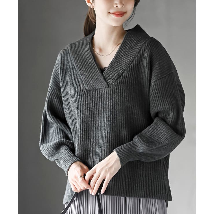 杢チャコール | ショールカラーニットプルオーバー | rps