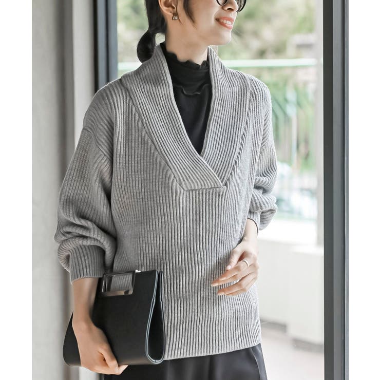 杢グレー | ショールカラーニットプルオーバー | rps