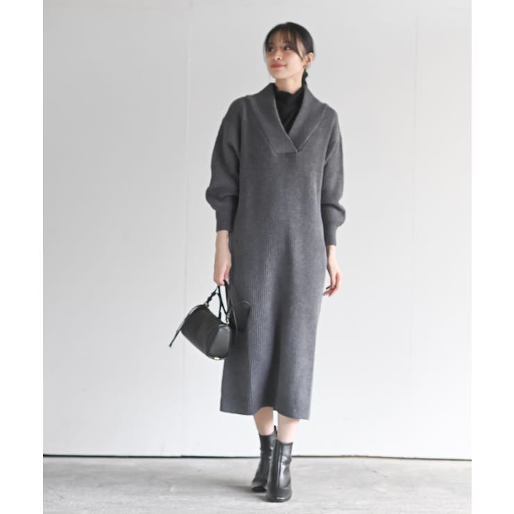 ショールカラーニットワンピース | rps | 詳細画像2 