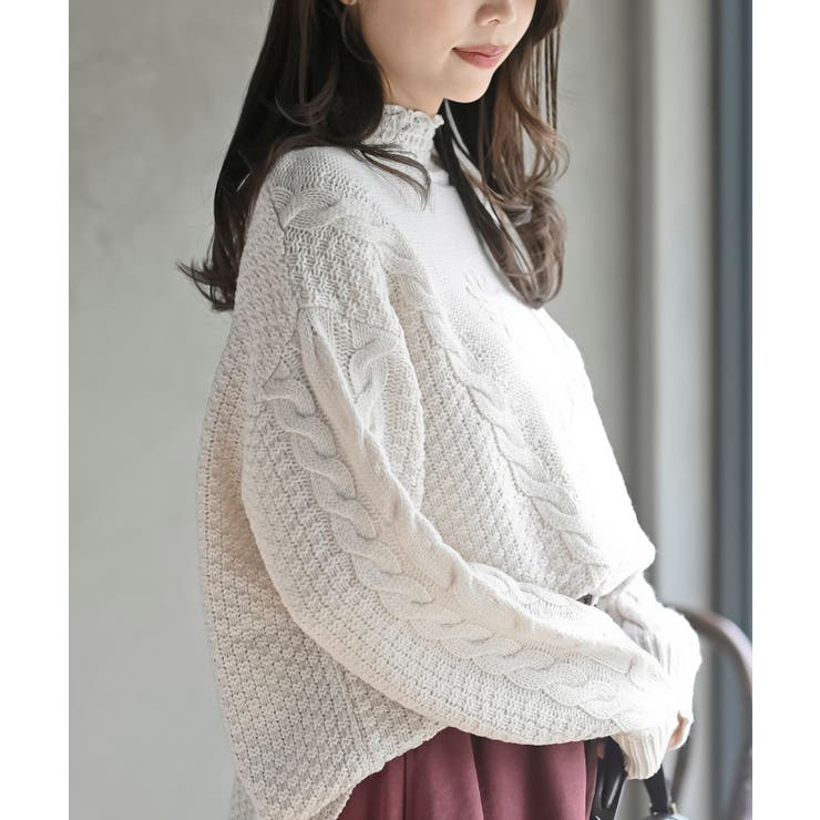 花柄刺繍ケーブルニットプルオーバー[品番：RPSW0004074]｜rps（アール