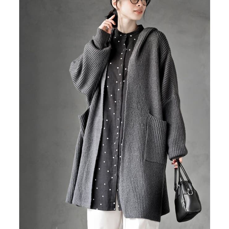フード付きロングニットカーディガン | rps | 詳細画像1 