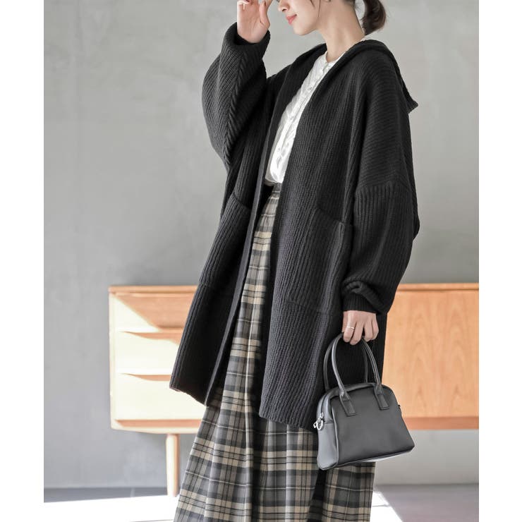 フード付きロングニットカーディガン | rps | 詳細画像11 