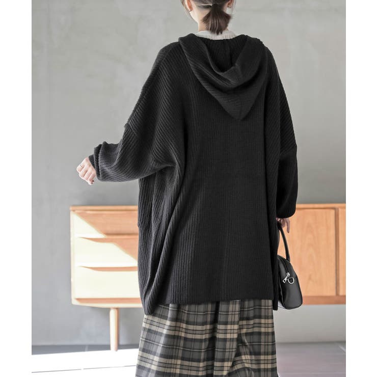 フード付きロングニットカーディガン | rps | 詳細画像12 