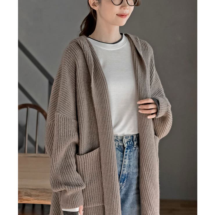 フード付きロングニットカーディガン | rps | 詳細画像25 