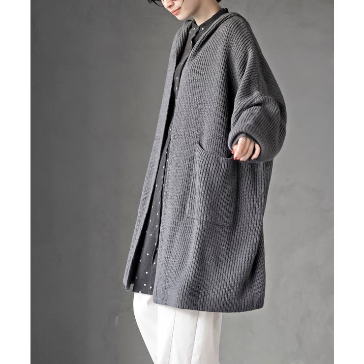 フード付きロングニットカーディガン | rps | 詳細画像3 