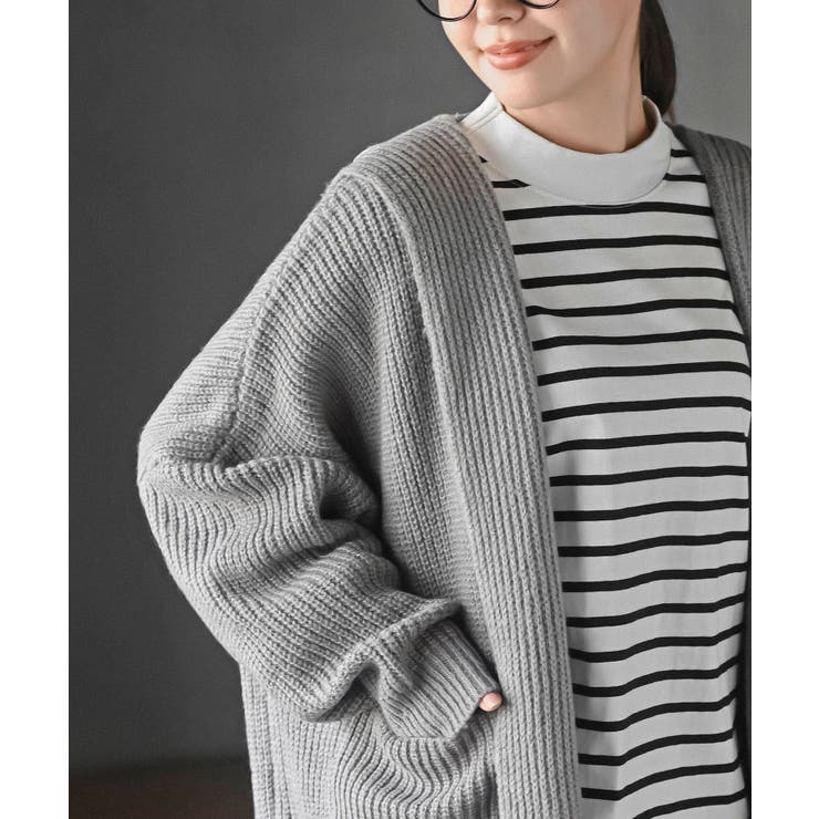 フード付きロングニットカーディガン[品番：RPSW0004127]｜rps（アール