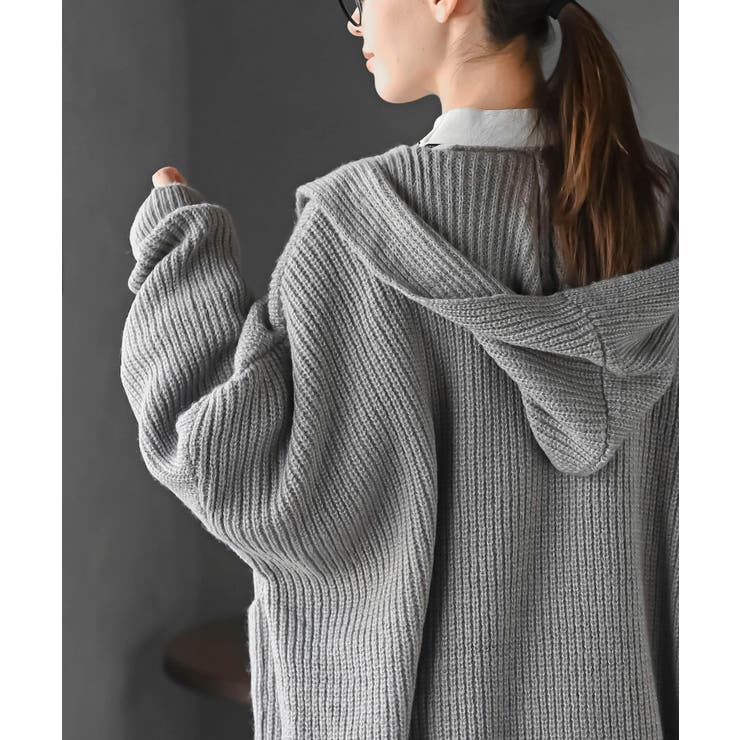 フード付きロングニットカーディガン | rps | 詳細画像31 