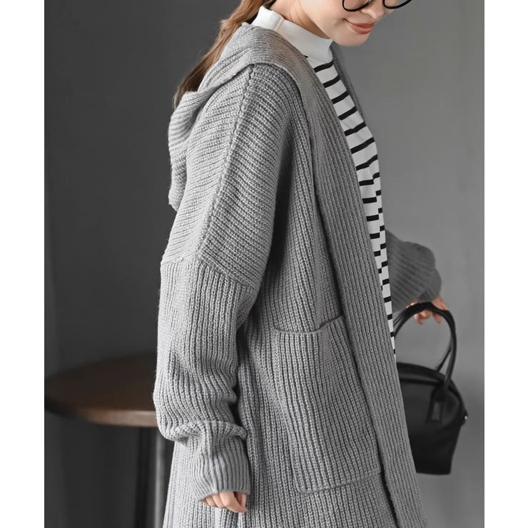 フード付きロングニットカーディガン | rps | 詳細画像33 