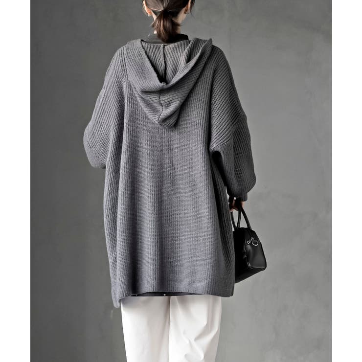 フード付きロングニットカーディガン | rps | 詳細画像4 