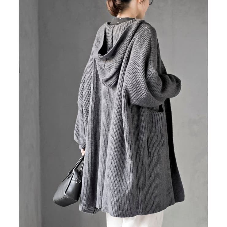 フード付きロングニットカーディガン | rps | 詳細画像8 