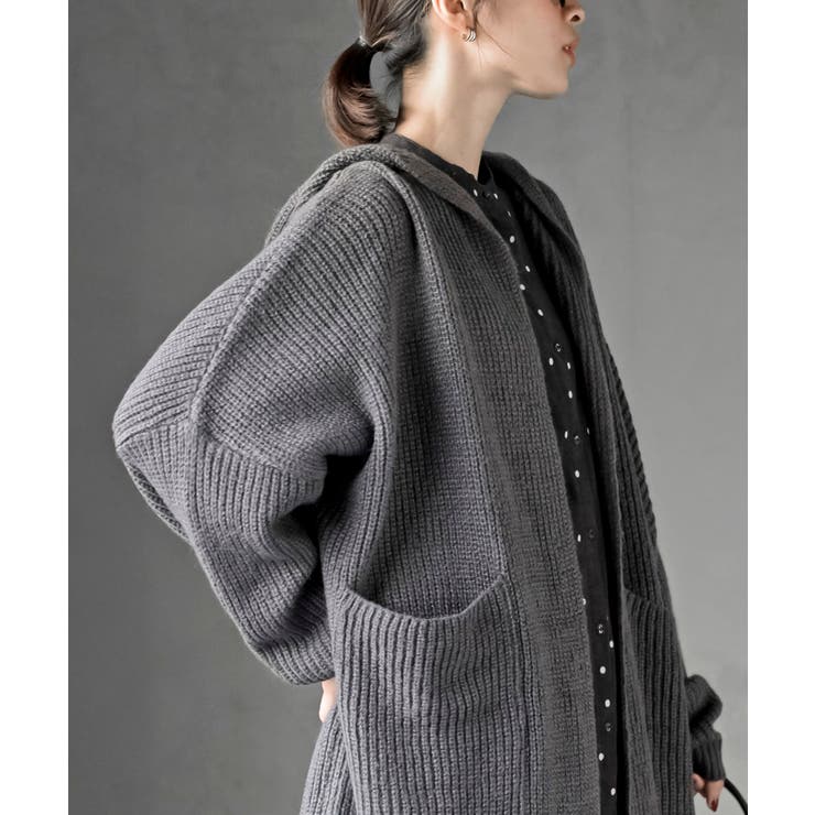 フード付きロングニットカーディガン | rps | 詳細画像9 