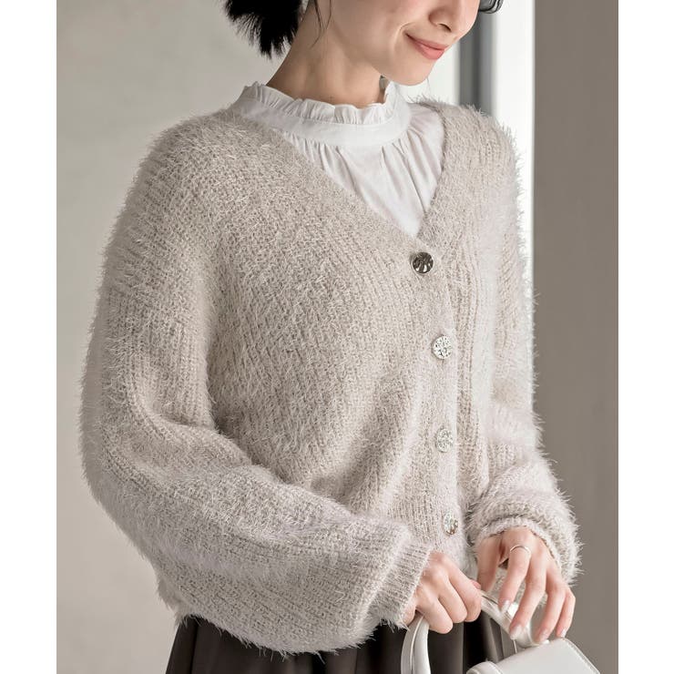 シャギーＶネックショートカーディガン | rps | 詳細画像1 