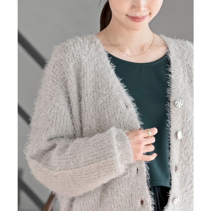 シャギーＶネックショートカーディガン | rps | 詳細画像14 