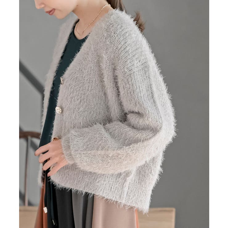 シャギーＶネックショートカーディガン | rps | 詳細画像15 