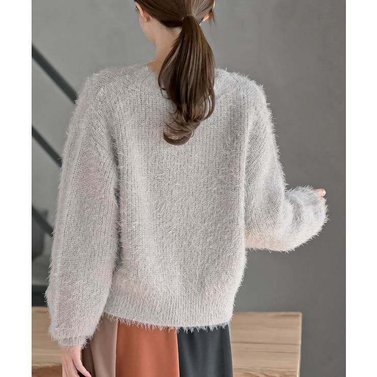 シャギーＶネックショートカーディガン | rps | 詳細画像16 