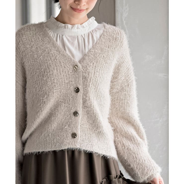 シャギーＶネックショートカーディガン | rps | 詳細画像6 