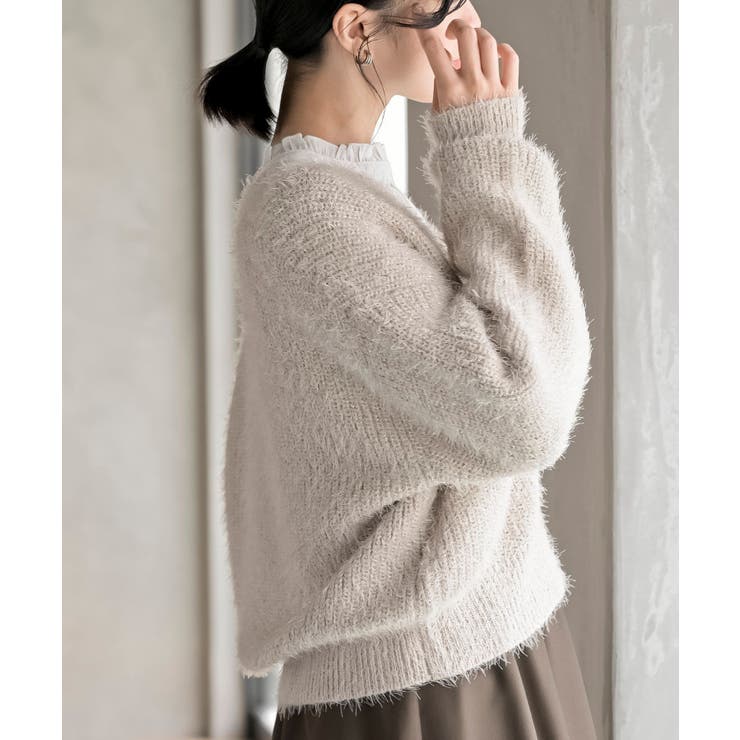 シャギーＶネックショートカーディガン | rps | 詳細画像9 