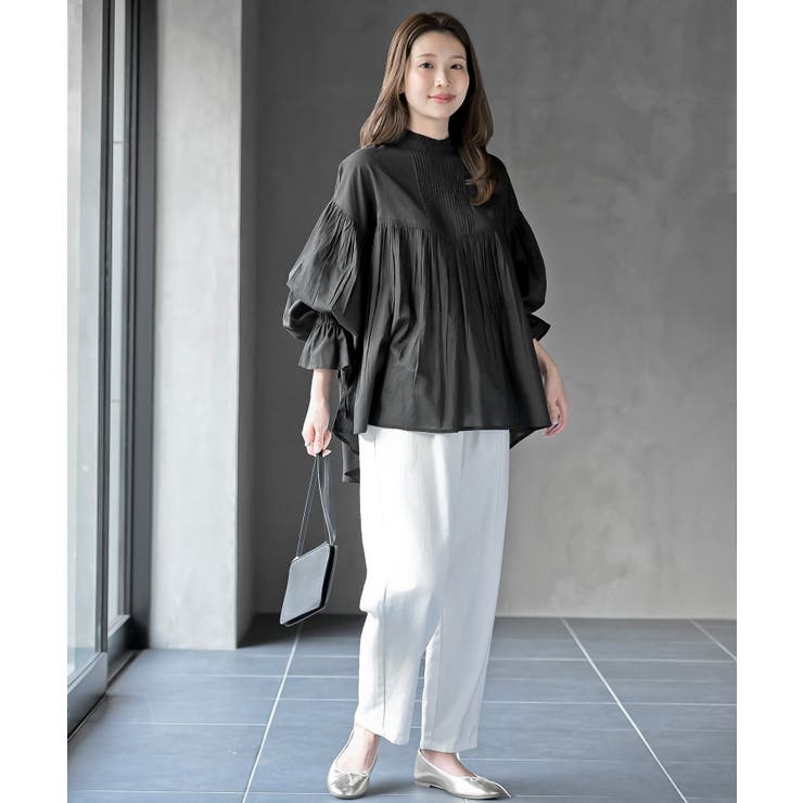 コットンボイルフリルネックピンタックブラウス | rps | 詳細画像10 