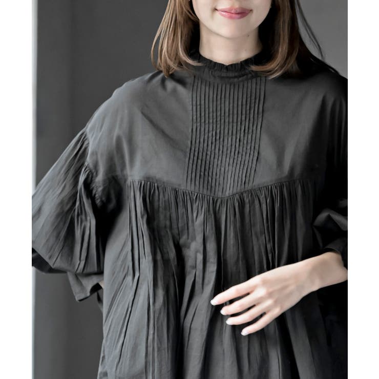 コットンボイルフリルネックピンタックブラウス | rps | 詳細画像14 
