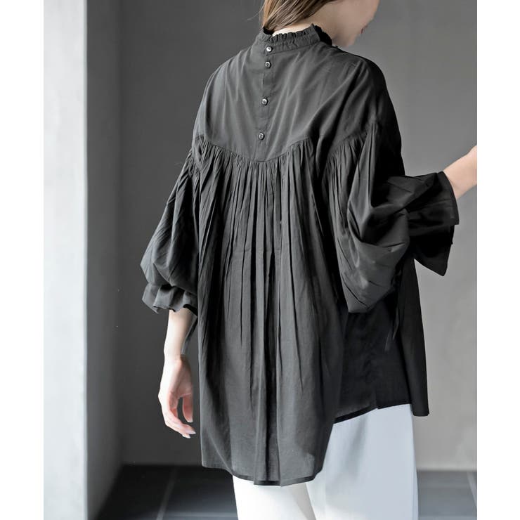 コットンボイルフリルネックピンタックブラウス | rps | 詳細画像16 