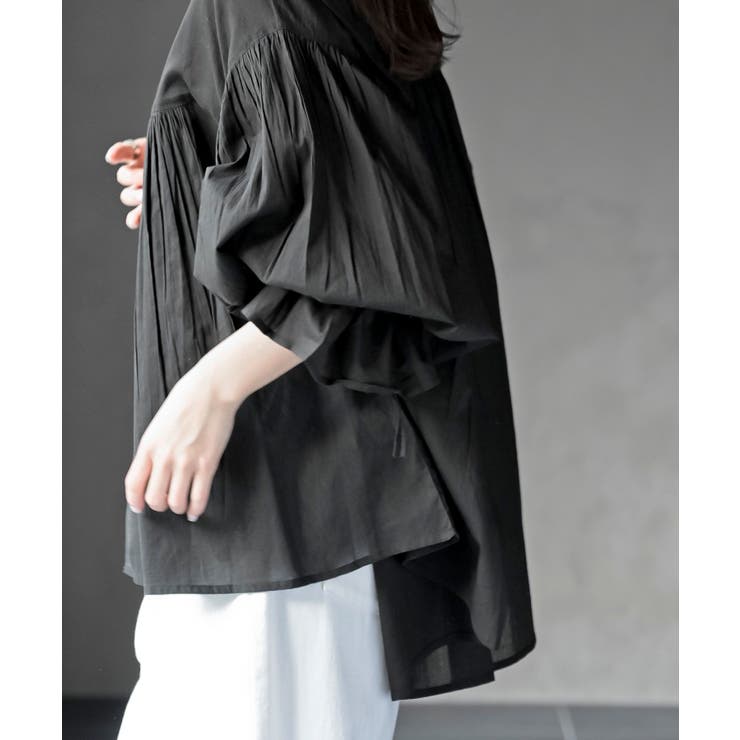 コットンボイルフリルネックピンタックブラウス | rps | 詳細画像17 