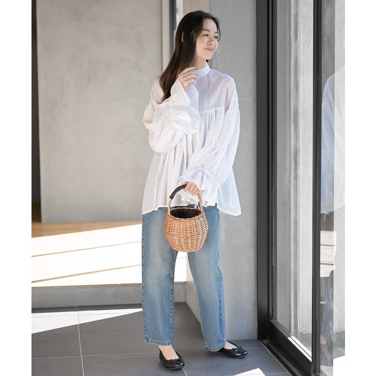 コットンボイルフリルネックピンタックブラウス | rps | 詳細画像2 