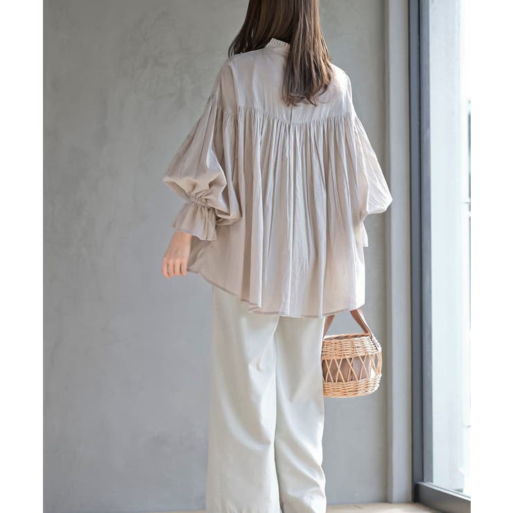 コットンボイルフリルネックピンタックブラウス | rps | 詳細画像20 