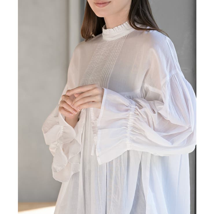 コットンボイルフリルネックピンタックブラウス | rps | 詳細画像7 