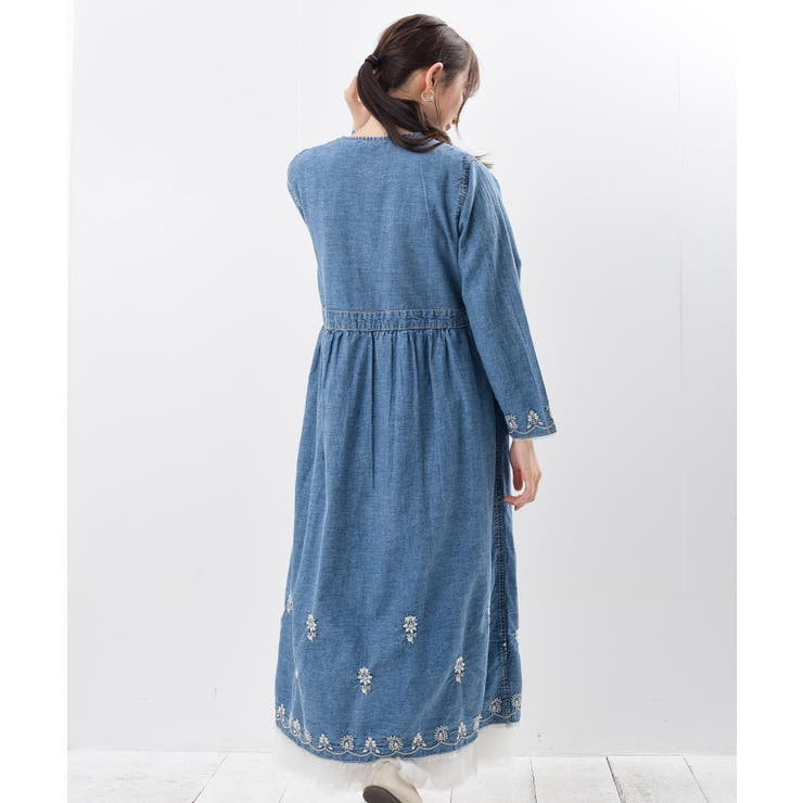 刺繍デニムガウンワンピース[品番：RPSW0001662]｜rps（アールピーエス