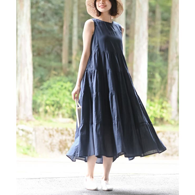 LOISIR エステルコットンティアードプリーツワンピース　ノースリーブ LOISIR（ロワズィール）の「コットンエステル天竺ティアード