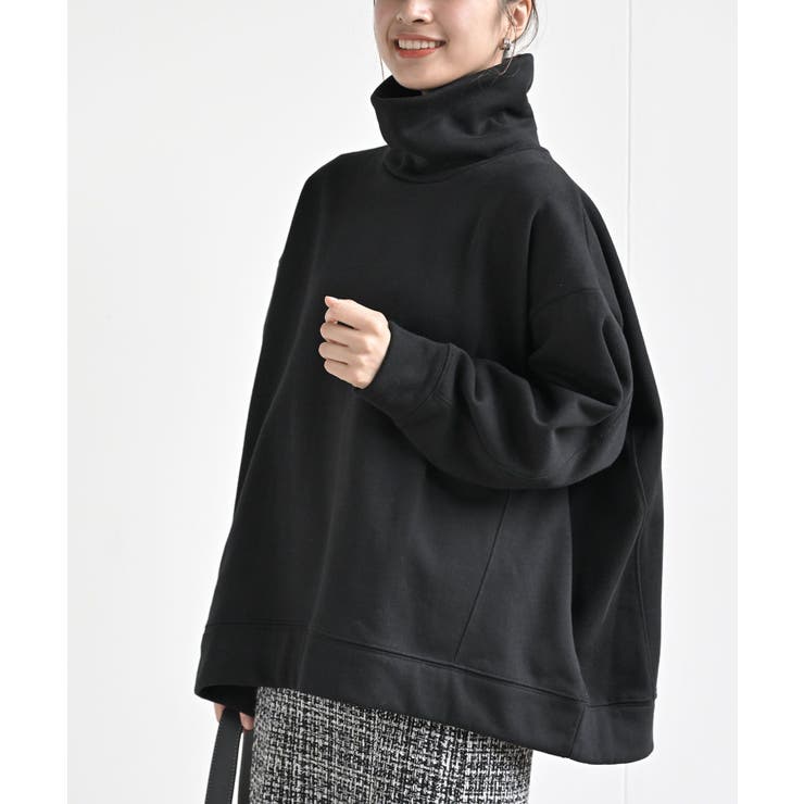 Y2K ハイネック ボリューム襟 スウェット アウター グレー 裏起毛ハイネックプルオーバー[品番：RPSW0002211]｜rps（アール