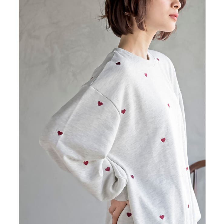 ハート刺繍裏毛ワイドプルオーバー[品番：RPSW0003471]｜rps