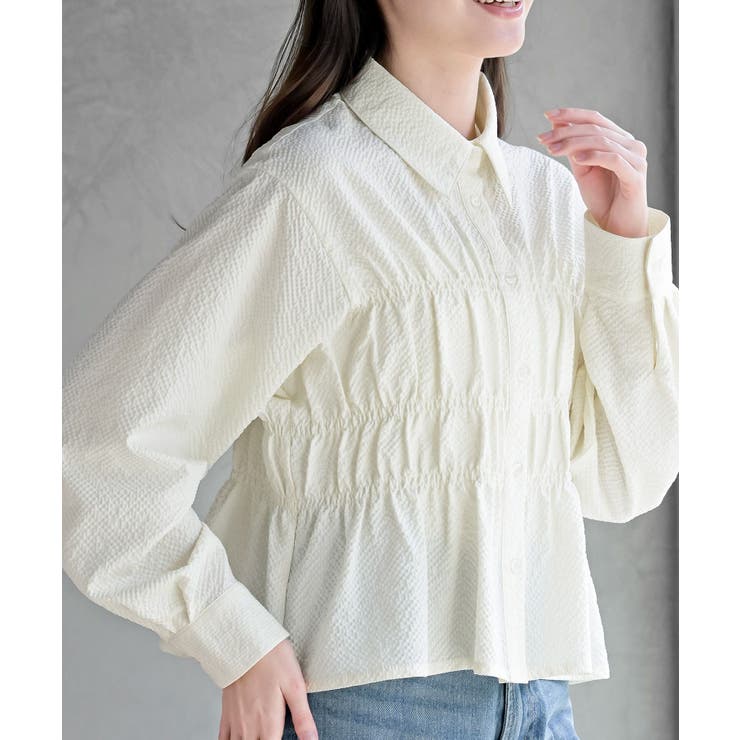 オフホワイト2 | ワッフルシャーリングブラウス | rps