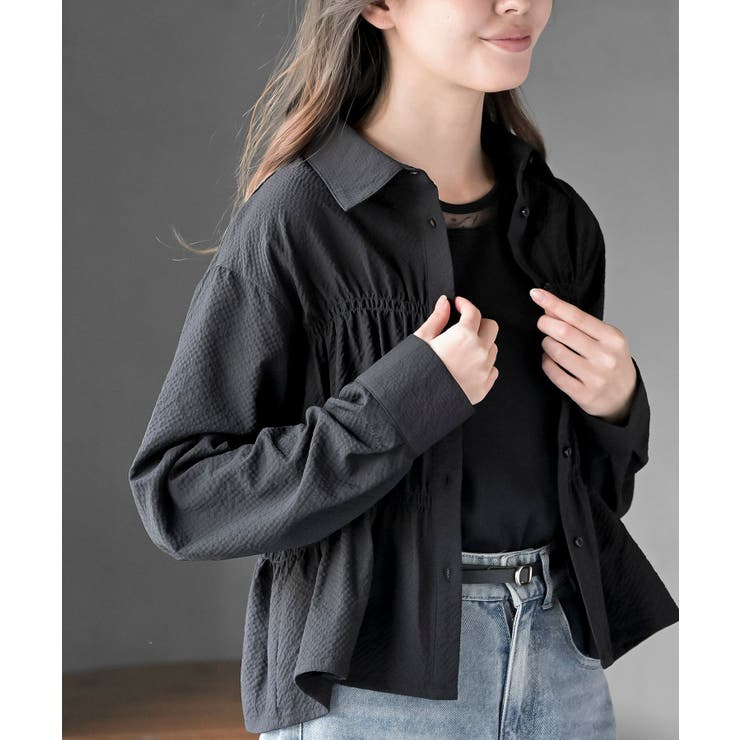 ブラック2 | ワッフルシャーリングブラウス | rps