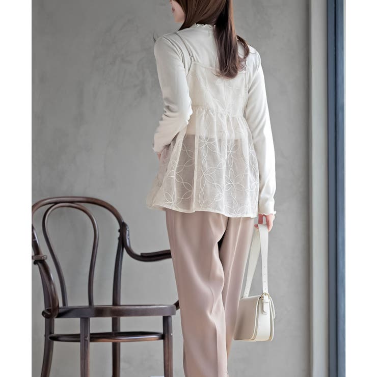 花柄刺繍前開きダブルリボンキャミチュニック | rps | 詳細画像10 