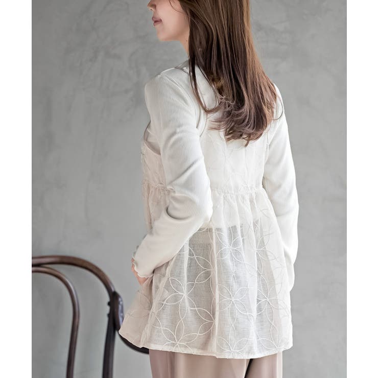 花柄刺繍前開きダブルリボンキャミチュニック | rps | 詳細画像14 