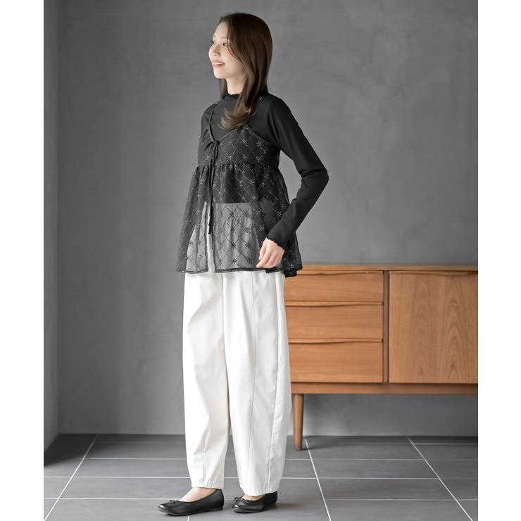 花柄刺繍前開きダブルリボンキャミチュニック | rps | 詳細画像16 