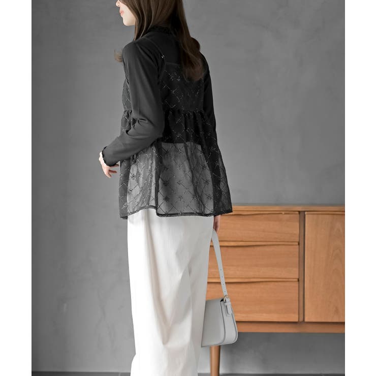 花柄刺繍前開きダブルリボンキャミチュニック | rps | 詳細画像17 