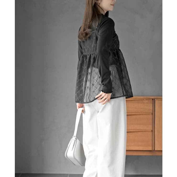 花柄刺繍前開きダブルリボンキャミチュニック | rps | 詳細画像18 