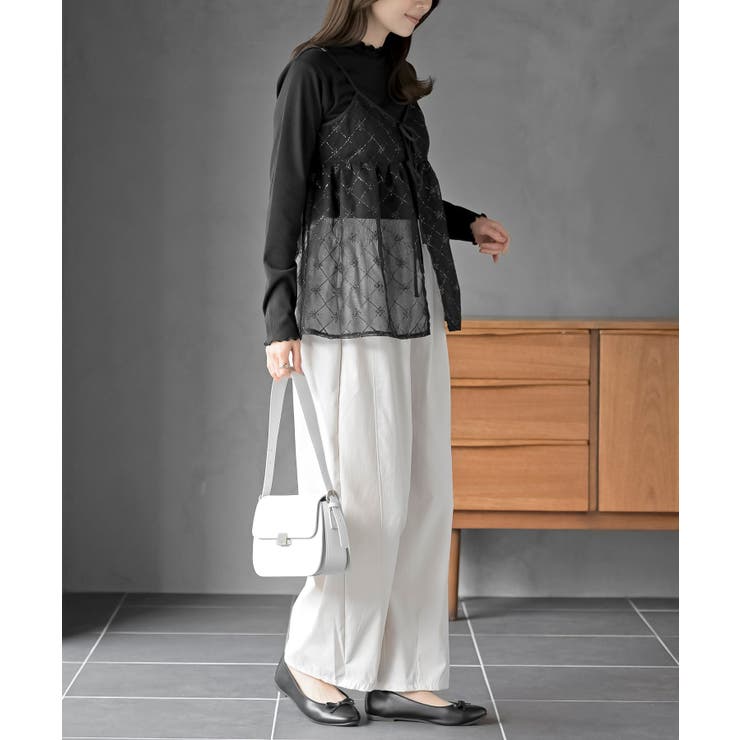 花柄刺繍前開きダブルリボンキャミチュニック | rps | 詳細画像19 