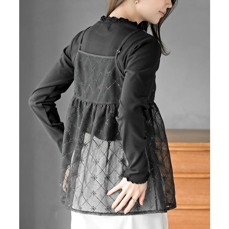 花柄刺繍前開きダブルリボンキャミチュニック | rps | 詳細画像23 