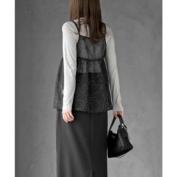 花柄刺繍前開きダブルリボンキャミチュニック | rps | 詳細画像26 