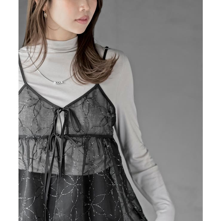 花柄刺繍前開きダブルリボンキャミチュニック | rps | 詳細画像28 