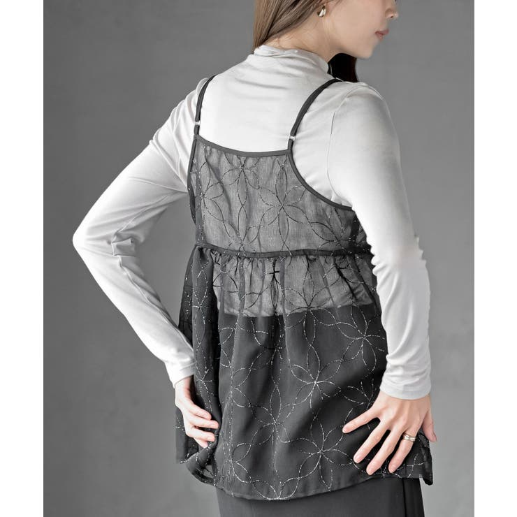 花柄刺繍前開きダブルリボンキャミチュニック | rps | 詳細画像30 